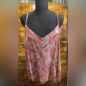 Old Navy Tank Top Blouse XXL Red Paisley Used
